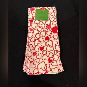 Kate Spade trio of towels -2 Red Heart Pattern 1 red stripes❤️fun 4 kitchen/bath